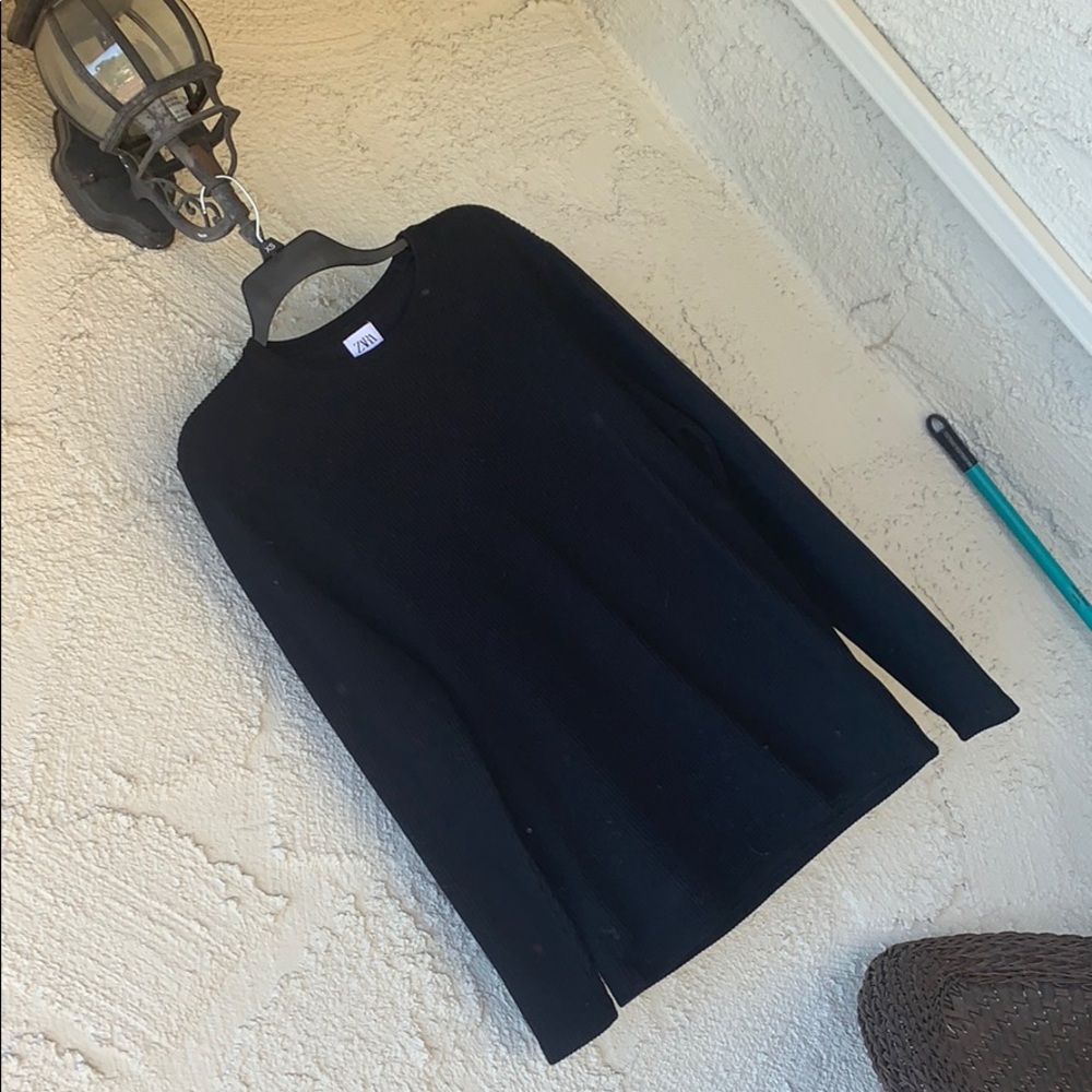 Zara Black Tie Long Sleeve Top